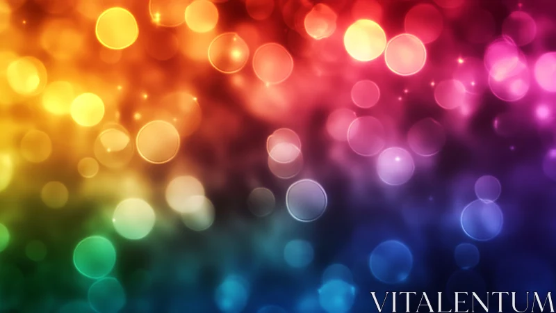 Colorful bokeh lights glowing in a soft rainbow dreamscape.