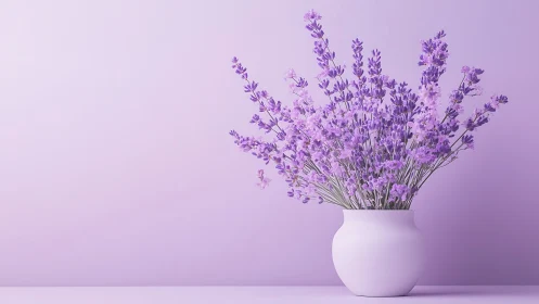 Lavender Bouquet in White Ceramic Vase