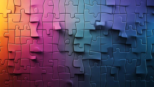 Colorful Abstract Jigsaw Puzzle Gradient, Digital Art Style.