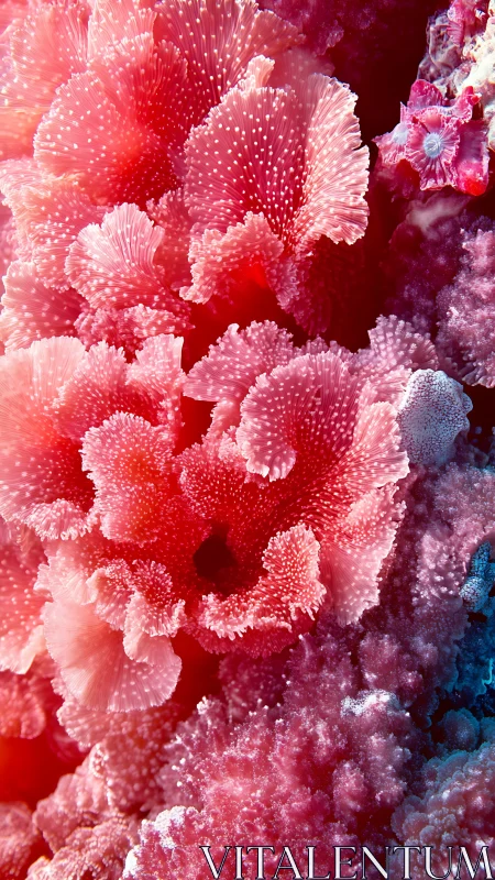 Image shows dense pink coral-like structures with fine textures