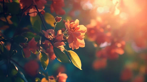 Backlit blossom cluster in shallow-depth bokeh field study.