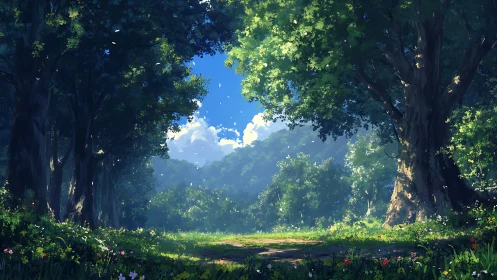 Ancient Forest Canopy Tunnel with Luminescent Atmospheric Depth