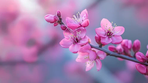 Dancing Pink Petals Perform Spring's Luminous Overture