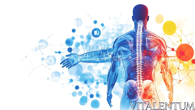 Human spine illustration with neural and data overlay imagery.