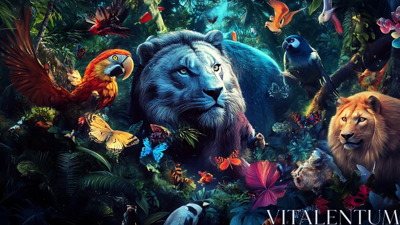 Wild Symphony: Lion Majesty Conducts the Enchanted Jungle.