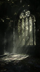 Sunlit ruins where forest prayers slip through stone arches.