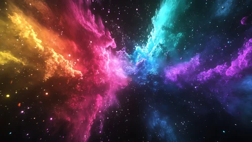 Multispectral nebula collision with volumetric light dispersion.