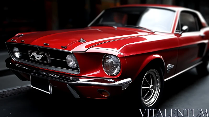 Gleaming red muscle car rendered in dramatic studio light.