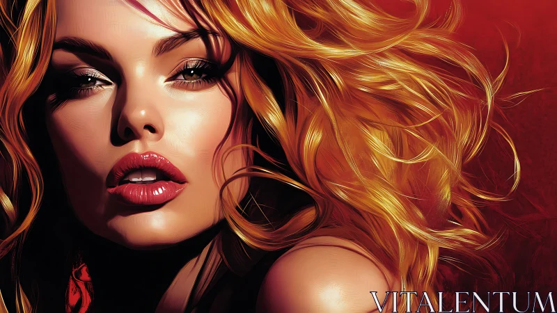 Sultry digital portrait glows with fiery cinematic allure