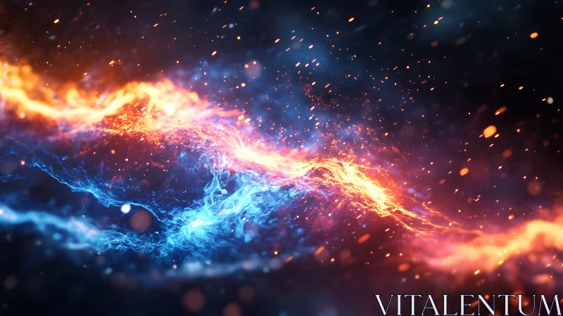 Fire and Ice Collision. Abstract Energy Surge.