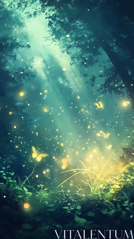 Enchanted Forest Glow with Butterflies and Light.