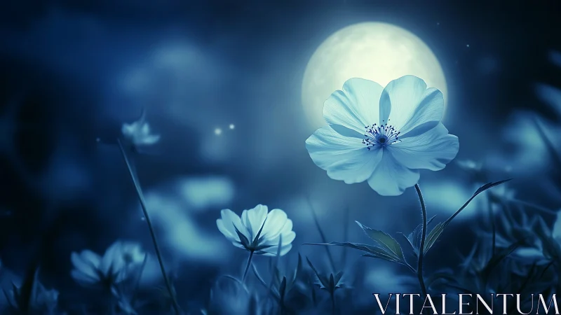 Moonlit wildflowers sharing quiet secrets at midnight.