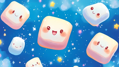 Marshmallow Dreams Dancing Through Starlit Skies.