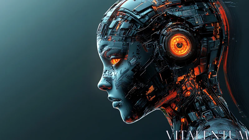 Cybernetic profile reveals a sentient machine lost in thought