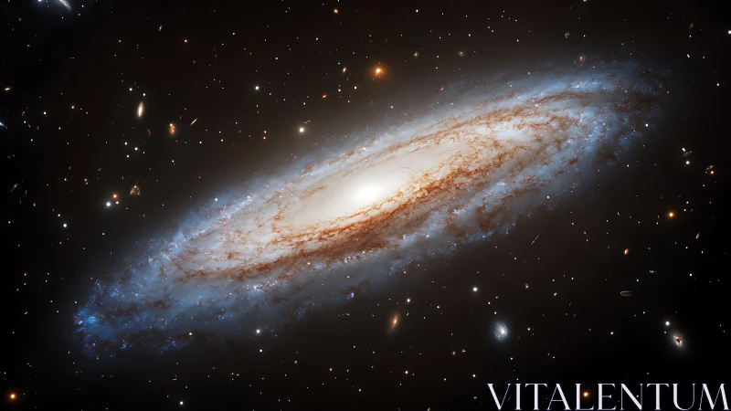 Gentle spiral galaxy drifting through a glittering night sky.