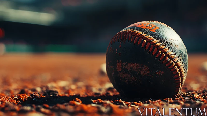 Weathered baseball in shallow depth-of-field sports study
