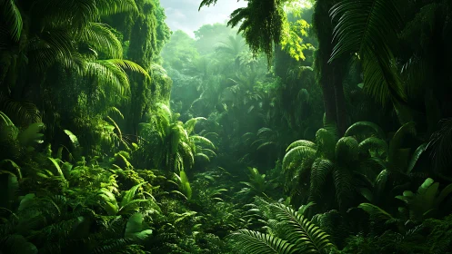 Deep Jungle Sanctuary: Where Light Meets Ancient Green.