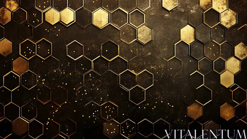 Gilded honeycomb constellations on brooding matte night walls.