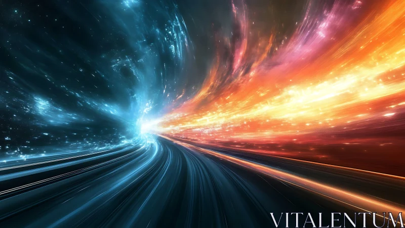 Cosmic highway between blazing sunrise and icy starlight.