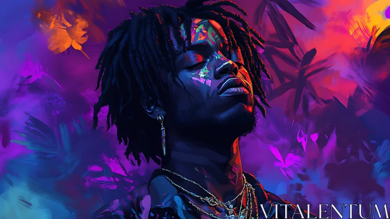 Midnight muse drifting through neon jungle dreams.