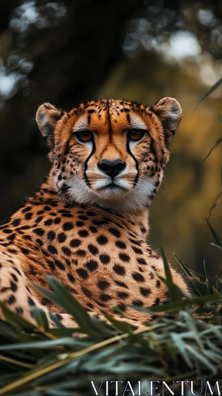 Cheetah rests in soft jungle light, radiating calm strength