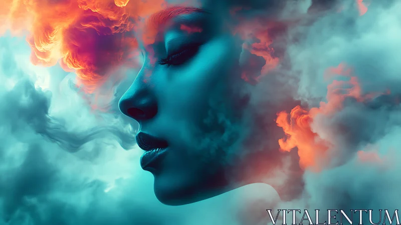 Dreamy profile drifts through glowing clouds of color and light