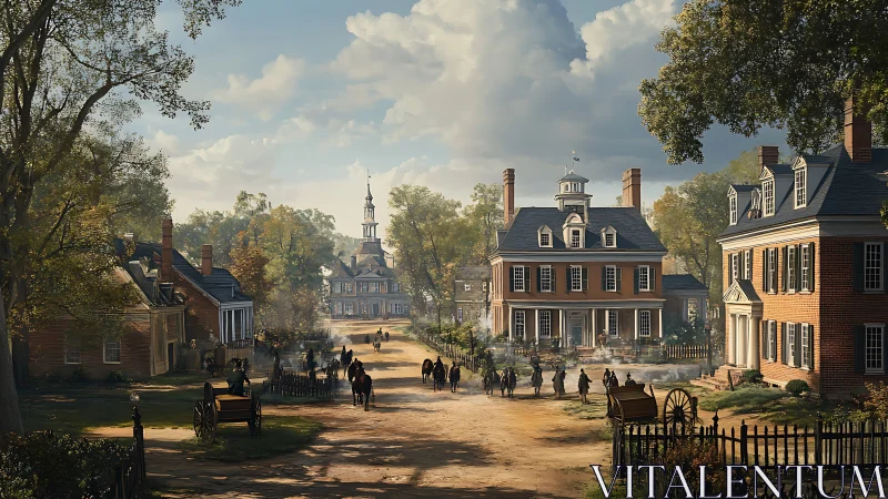 Sunny colonial town street filled with neighbors and stories.