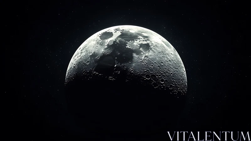 Crescent moon surface rendered with dense crater detail