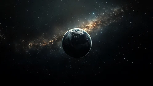 Quiet blue planet drifting beneath a river of starlight.