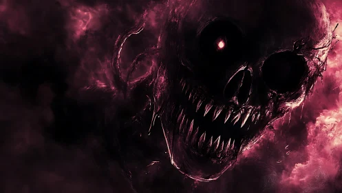Digital painting of voidborn skull demon with serrated maw.