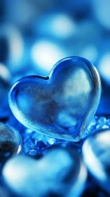 Crystal Heart Glowing in Cool Blue Embrace.