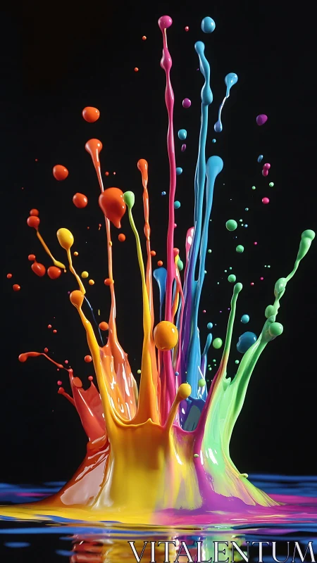 Color splash celebration leaping from a midnight canvas.