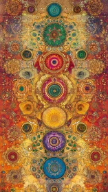 Radiant mandala tapestry glows with cosmic spiritual energy