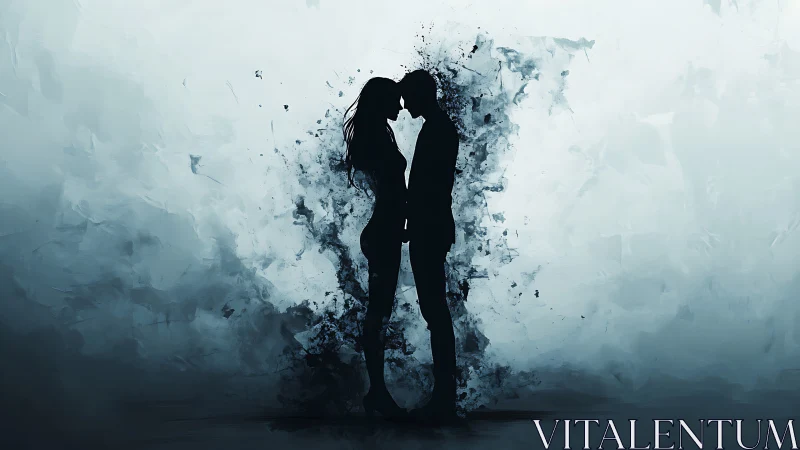 Silhouetted Figure Dissolving Into Dispersed Particle Matter.