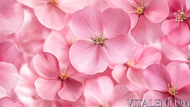 Pink Floral Composition with Golden Stamens and Soft-Focus Depth.