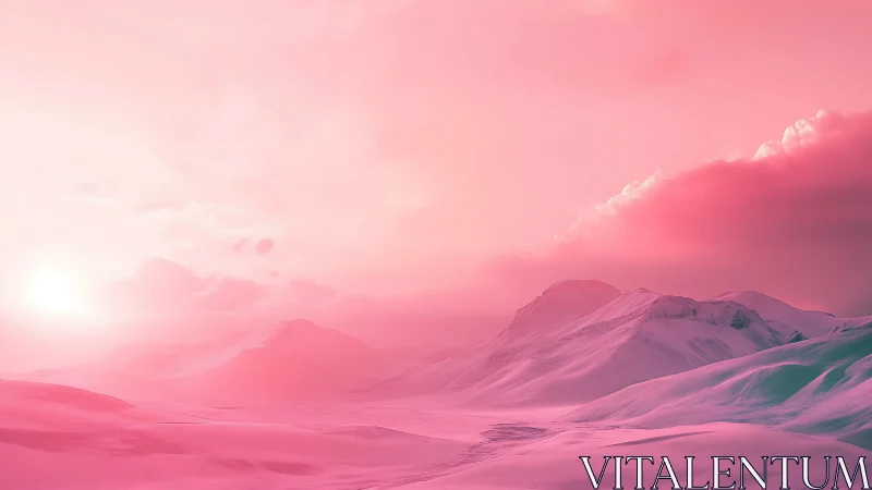 Cotton candy sunrise drifting over quiet pink mountains.