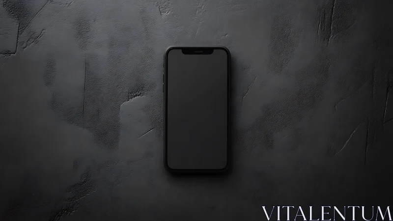 Sleek Smartphone Centered on Textured Dark Stone Wall