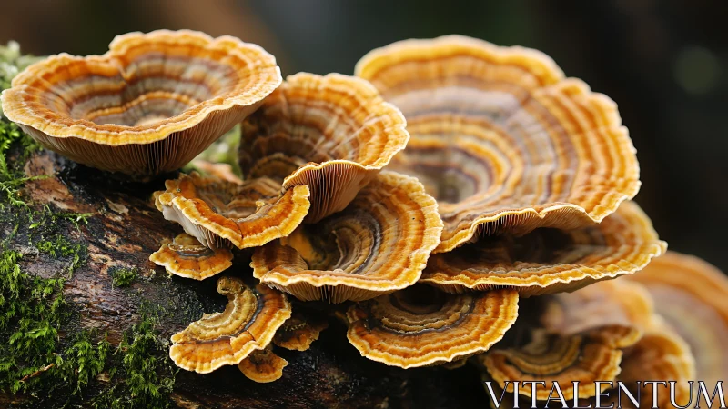Forest mushrooms curl into warm, layered woodland fans