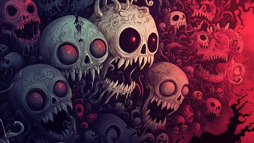 Surging skull horde erupts from crimson void in nightmarish chaos
