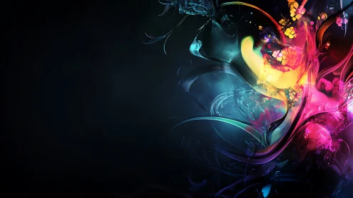 Luminescent vector vortices in asymmetrical chromatic bloom.