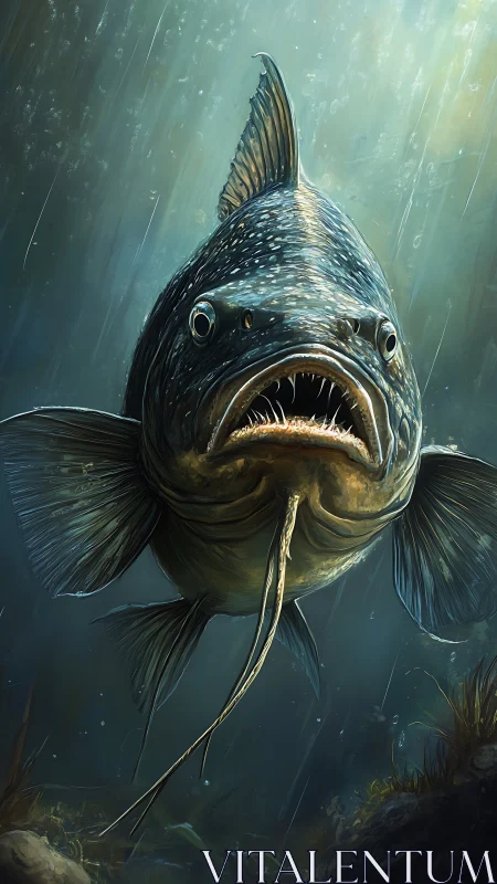 Predatory deep sea fish rendered in detailed profile.