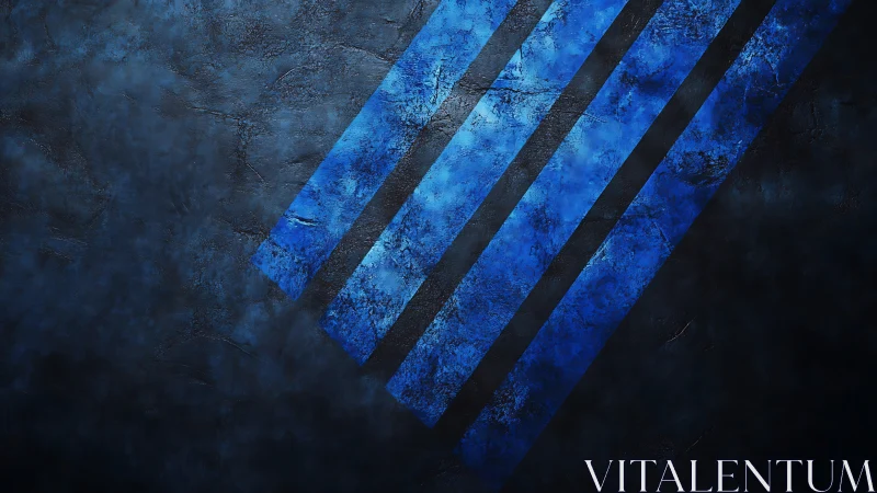 Midnight stone wall slashed by electric cobalt stripes.