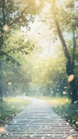 Sunlit Forest Path: A Magical Journey Through Nature's Embrace.