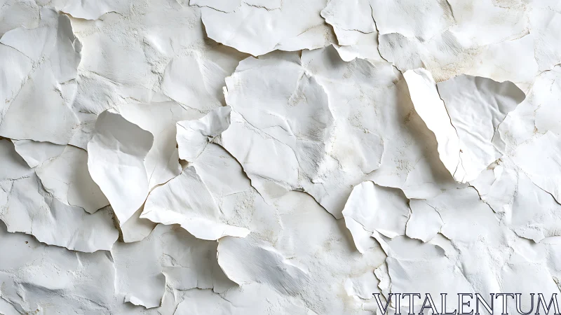 Layered white peeling surface with irregular textured sheets.