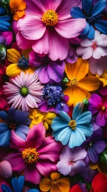 Vibrant Cosmos Garden: Dense Floral Arrangement Explosion.