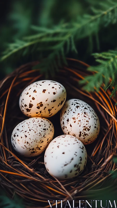 Speckled forest eggs whisper quiet promises of flight