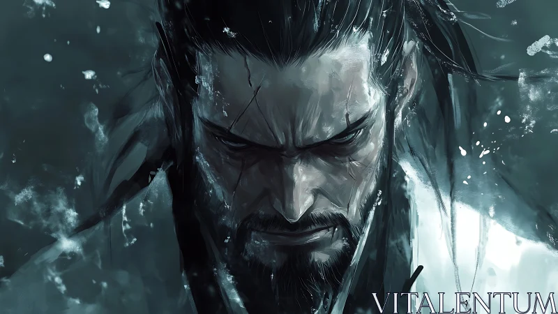 Storm-hearted warrior bows his head in quiet resolve