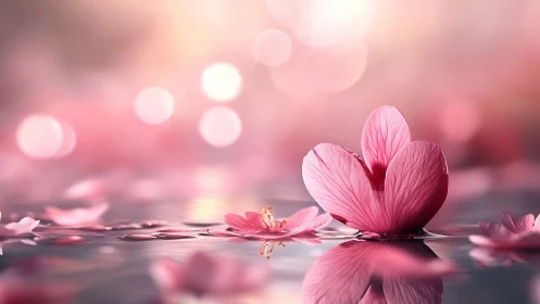 Pink Whispers: Petals Suspended in Luminous Reverie.
