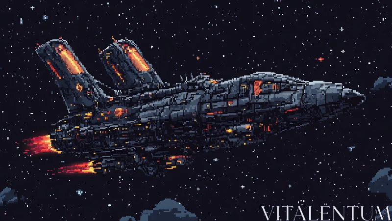 Starforged gunship streaks through a glitter-bitten cosmos