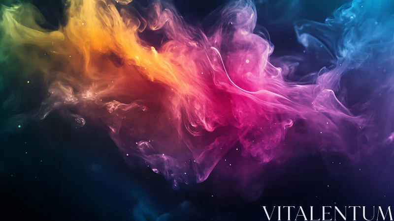 Vibrant cosmic clouds swirl in luminous neon color haze